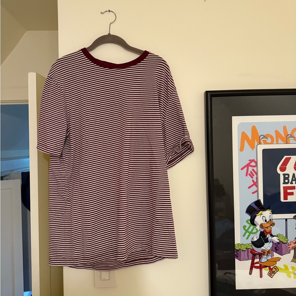 Scotch & Soda Burgundy and White Striped Tee